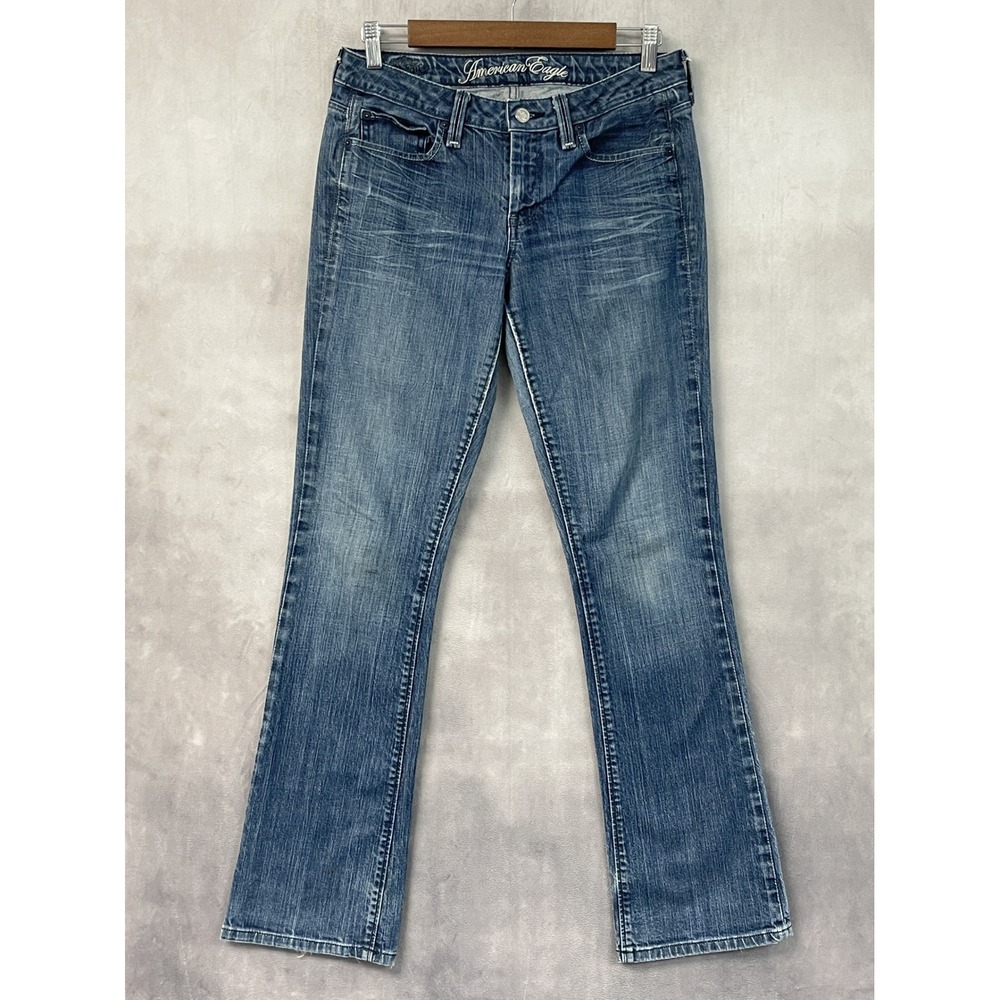 Y2K American Eagle Womens True Boot Jeans Size 6 Low Rise Stretch Indie  McBling